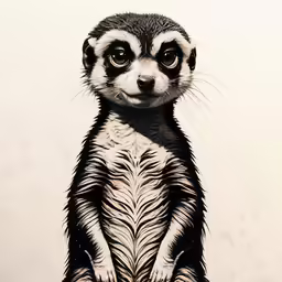 an adult meerkat sitting upright with large eyes