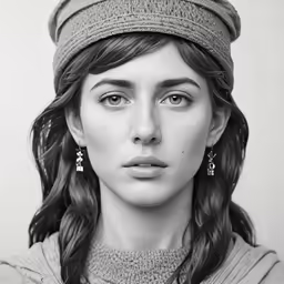 a woman in gray is wearing big earrings