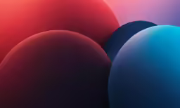 three different colored spheres with an overlay effect