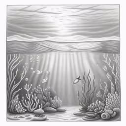 a drawing of a underwater scene