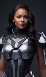 a young black female in a futuristic outfit
