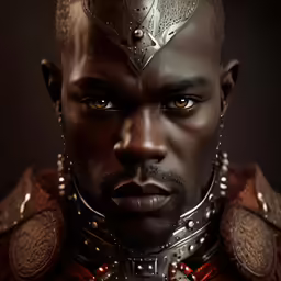 a man with some silver and red eye makeup