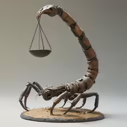 a scorpion beetle with scales suspended on it