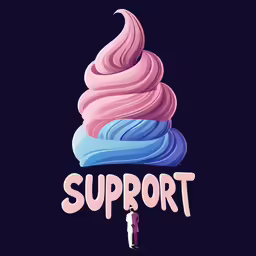 an ice cream cone with the words support in it