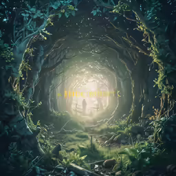 the dark forest with light coming in from behind it