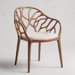 the modern wooden chair with white fabric upholstered in it