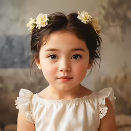 a young girl is posing for a portrait
