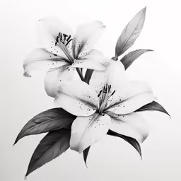 a drawing of a flower with leaves