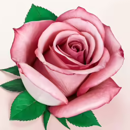 a pink rose is resting upon the white background