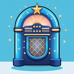 a blue juket that is on display with stars