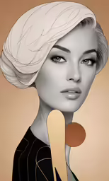 the painting shows a woman in black and white