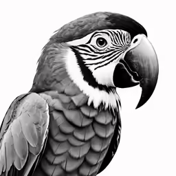 a close up of an bird on a white background
