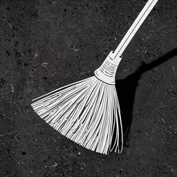 a broom laying in the middle of a floor