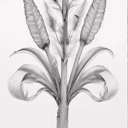 two white and black feathers on a grey stem