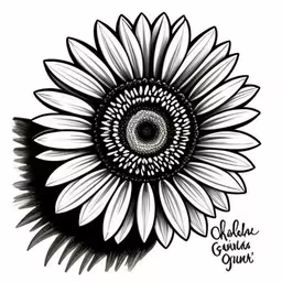 a sunflower with the words hello grandma and daughter,a flower that has been drawn with ink