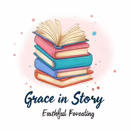 a stack of books with the words grace in story behind it