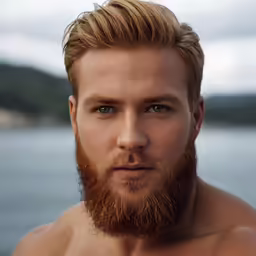 a man with a bright beard and very large shoulders