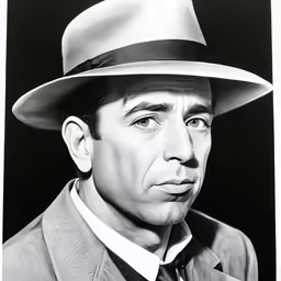 a drawing of a man with a hat on his head