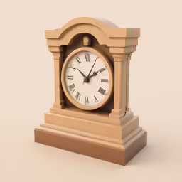 an image of a small wooden clock with roman numerals