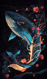 a large fish swimming next to a plant
