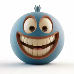an egg character with big eyes and a fake tongue