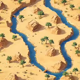 an aerial photo of many small trees by some water