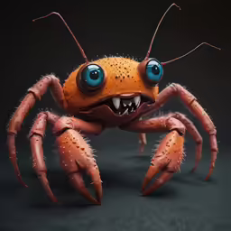 an animal that has very big eyes with sharp teeth