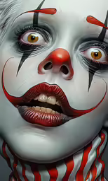 a close up of the face of a clown