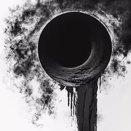black smoke coming out of a sewer that is dripping
