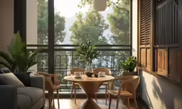 a dining room and living room in one picture