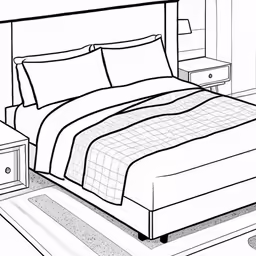 a bed with a large white comforter on top