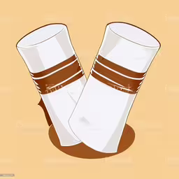 two tall white socks on a brown and orange background,an orange background with two white and brown socks sitting on the floor,two white socks on a brown background royalty,two empty paper cups sitting side by side on a brown background,two white socks with stripes on them