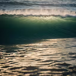 the wave that just passed under the light shines brightly,the sun shines through a wave in the ocean