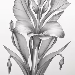 an artistic image of flower with leaves