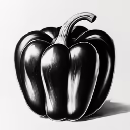 a black and white photo of a bell pepper