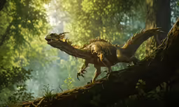 a lizard that is standing in the middle of a forest