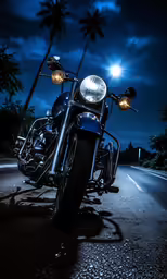 an empty motorcycle parked on the side of the road