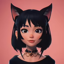 a cat like character in a black shirt