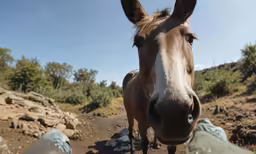 an animal that is standing on the dirt