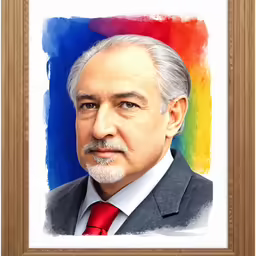a painting of a man in a suit, tie and tie