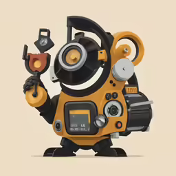 a robot has some sort of sound equipment on it