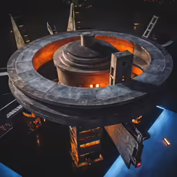 a huge round building with a circular building in the center