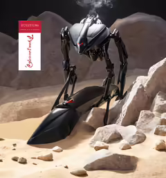 there is a strange robot that is standing in the sand