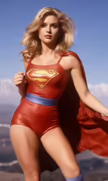 the actress poses in an image dressed as superman