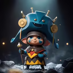 the figurine of the character zeon from shrawn is shown with a blue helmet