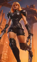 a woman dressed as a sci - fiore posing in armor