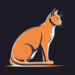 a black background with an orange and white cat sitting on the floor,an orange cat sitting in the middle of a dark background