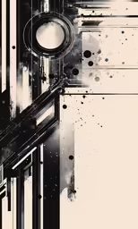a black and white painting of some sort of geometric composition