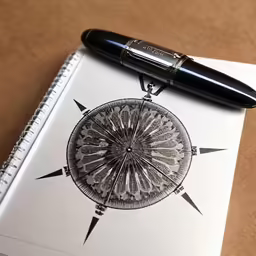 the pen is laying on top of the white notebook