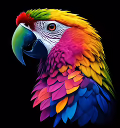 colorful parrot with a black background is featured